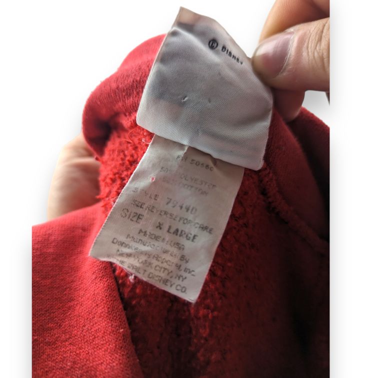 Disney Vintage Mickey Mouse Red Pullover Hoodie Men Size XL