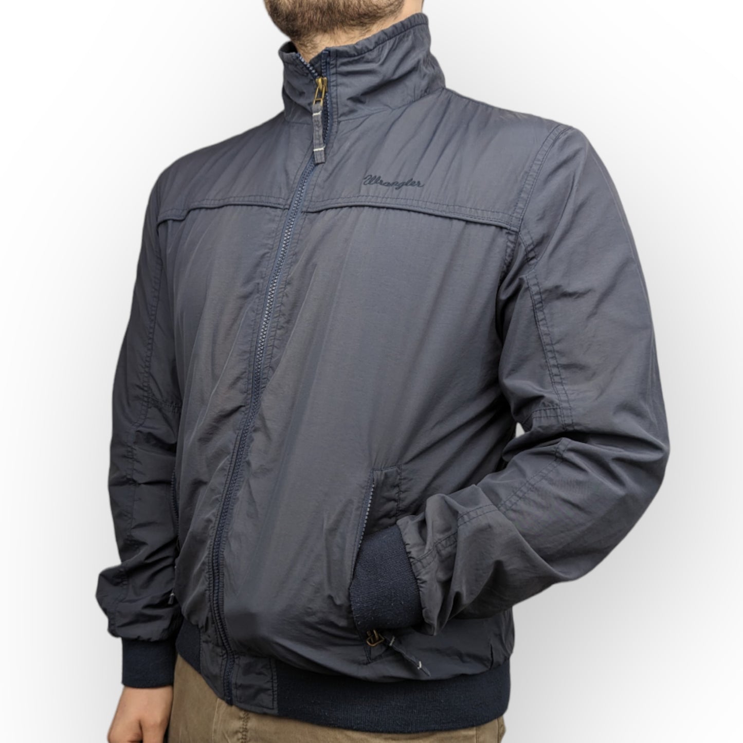 Wrangler Navy Bomber Jacket Men Size Large