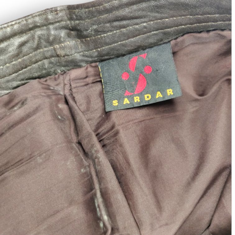 Sardar Vintage Brown Leather Biker Trousers Women Size UK 16