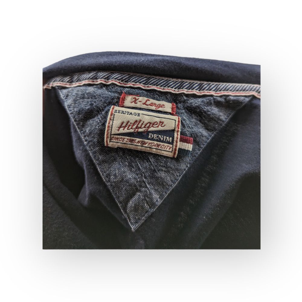 Tommy Hilfiger Vintage Navy Long Sleeve Polo Shirt Men Size XL