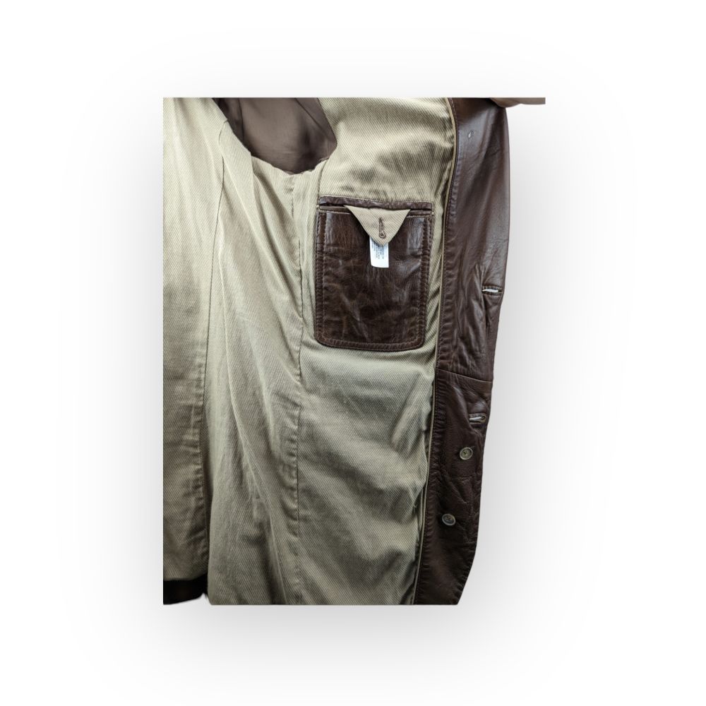 Vintage Brown Button Up Soft Sheep Leather Jacket Blazer Men Size Large