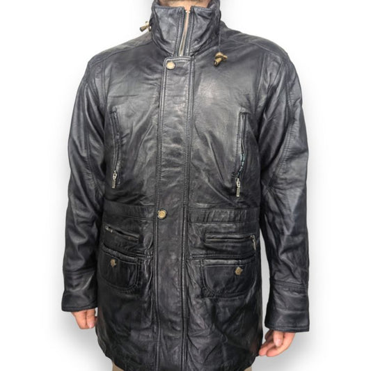 Aviatrix Vintage Black Leather Jacket Coat Men Size Medium