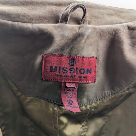 Mission Vintage Brown Button Up Suede Leather Jacket Coat Men Large