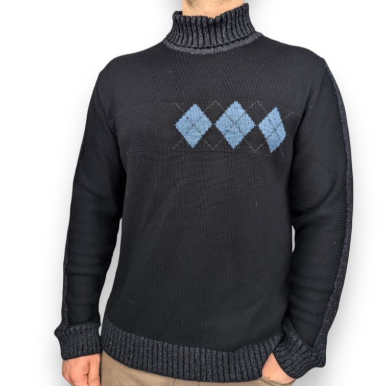 Remus Uomo Black Turtle Neck Pullover Jumper Men Size Large