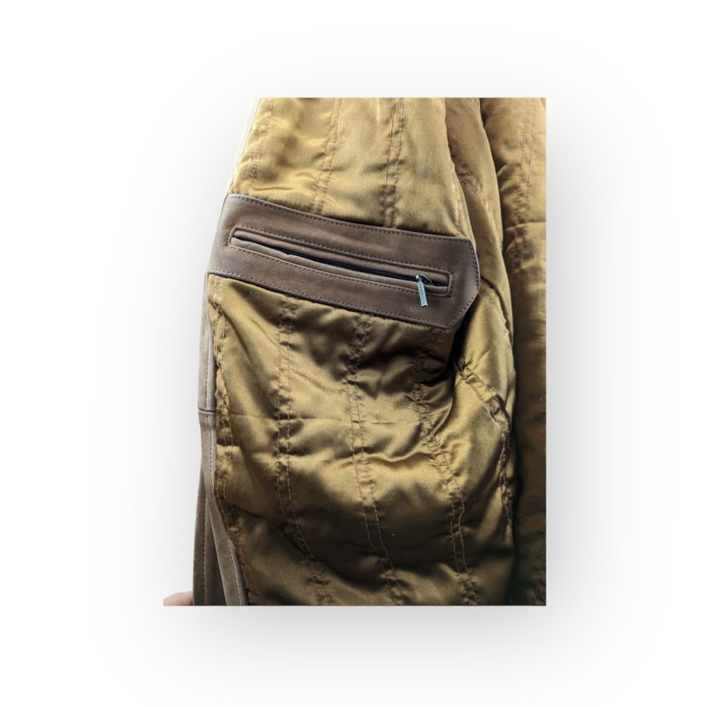 Mission Vintage Brown Button Up Suede Leather Jacket Coat Men Large