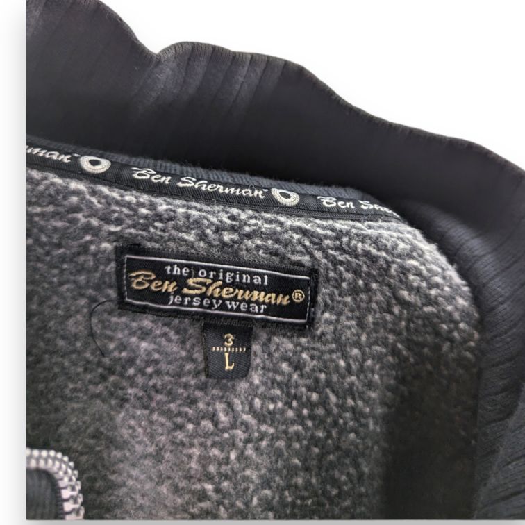 Ben Sherman Navy Fleece Lined Half-Zip Jumper Men Size Large