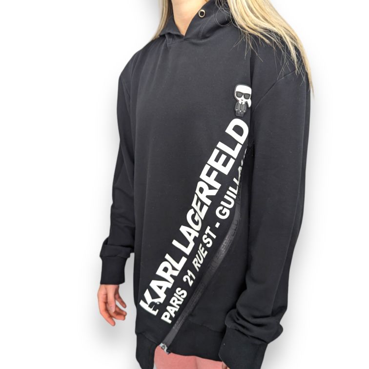Karl Lagerfeld Paris 21 Rue Guillard Black Pullover Zip Hoodie Women Size 2XL