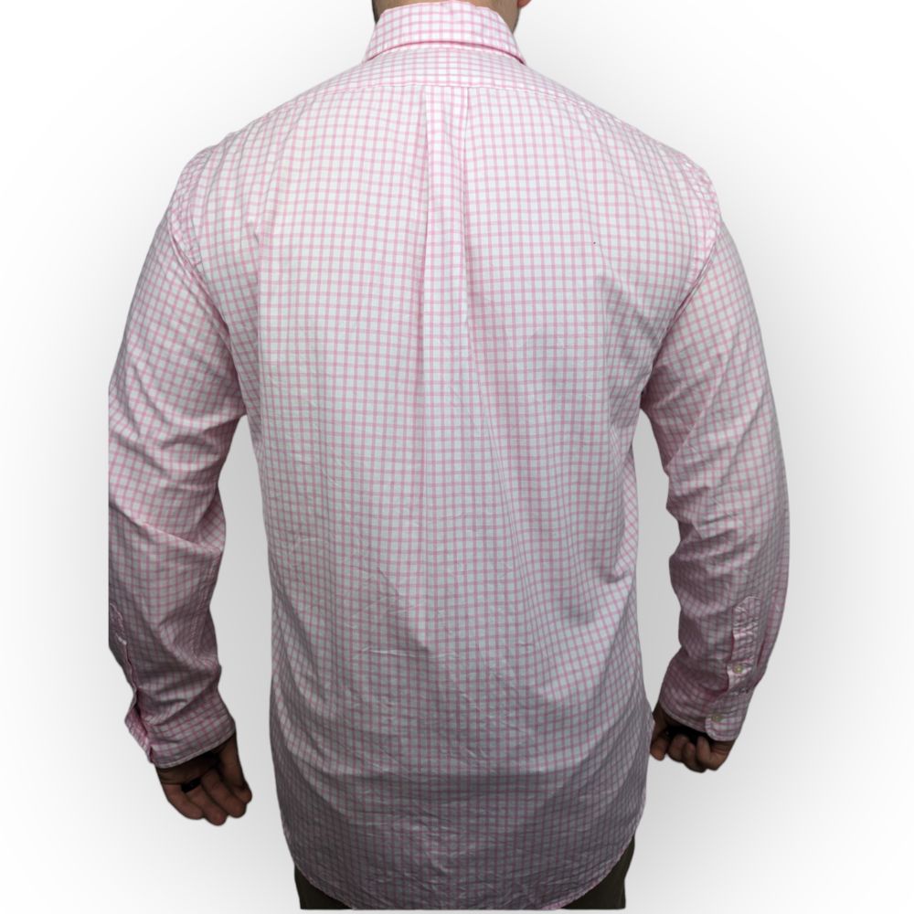 Ralph Lauren Pink & White Gingham Check Long Sleeve Shirt Men Size Large