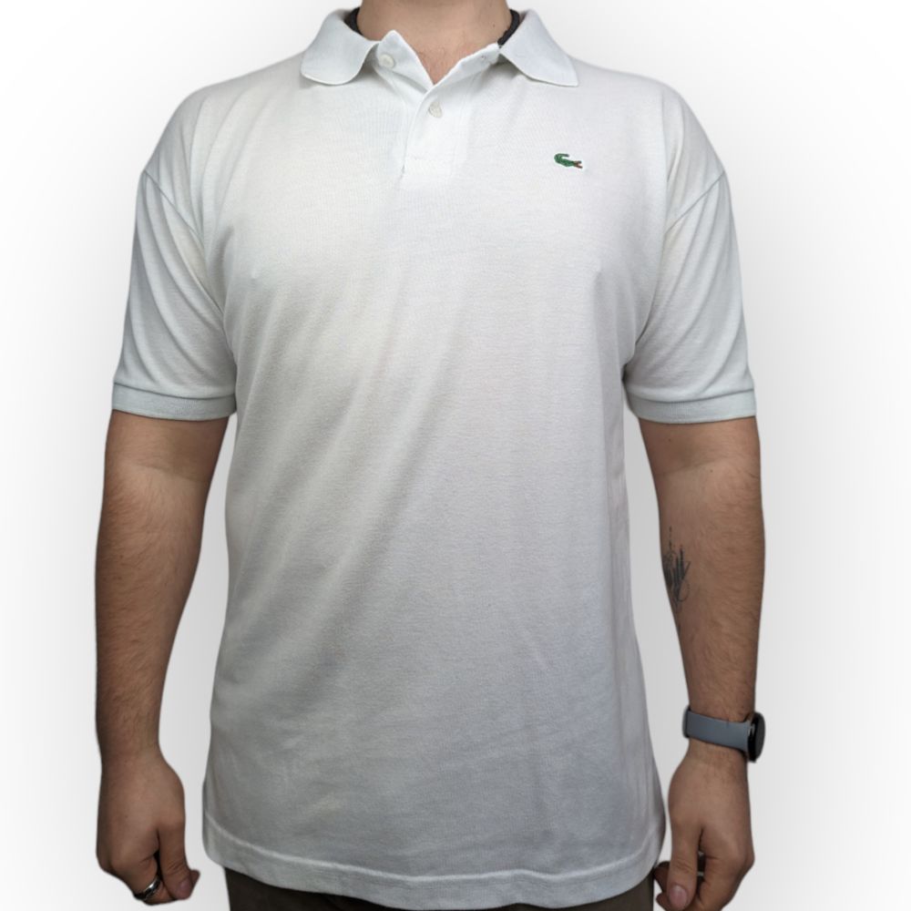Lacoste White Cotton Short Sleeve Polo Shirt Men Size XL