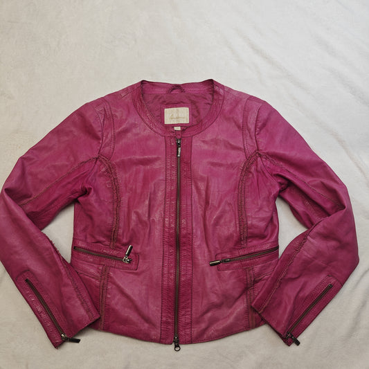 Trapper Queens Pink Clamor Lamb Leather Jacket Women Size 40