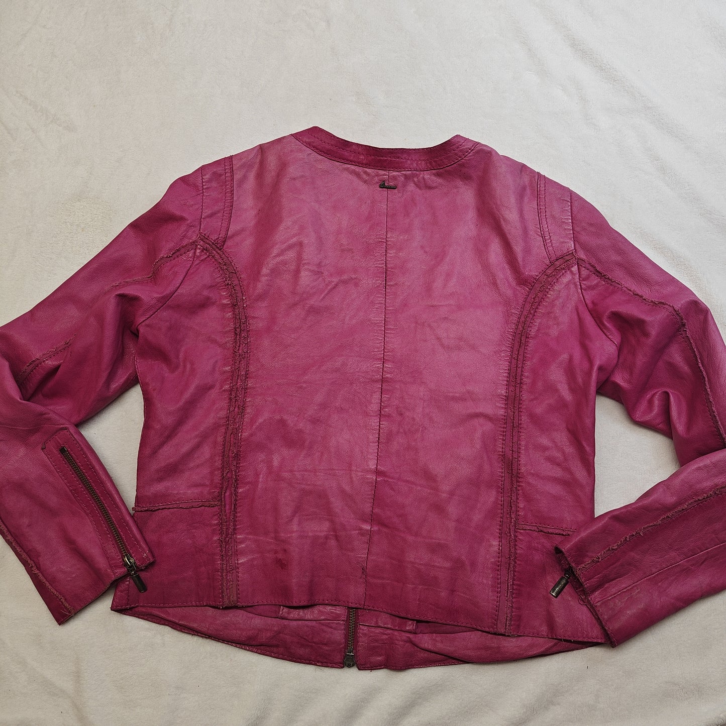 Trapper Queens Pink Clamor Lamb Leather Jacket Women Size 40