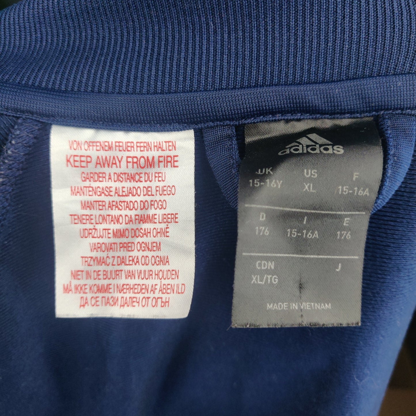 Adidas Navy Full Zip Track Jacket Boys 15-16 Years Size XL