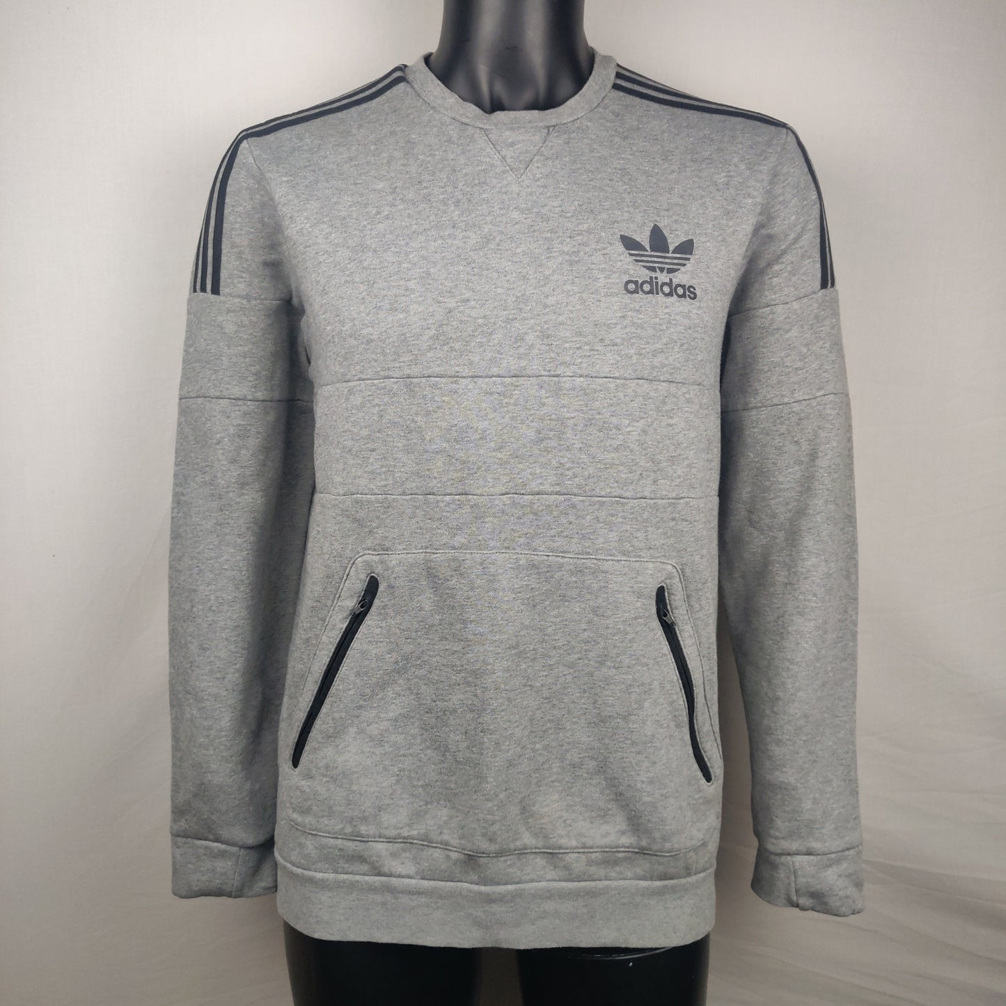 Adidas 3 Stripes Grey Sweatshirt Men Size Medium