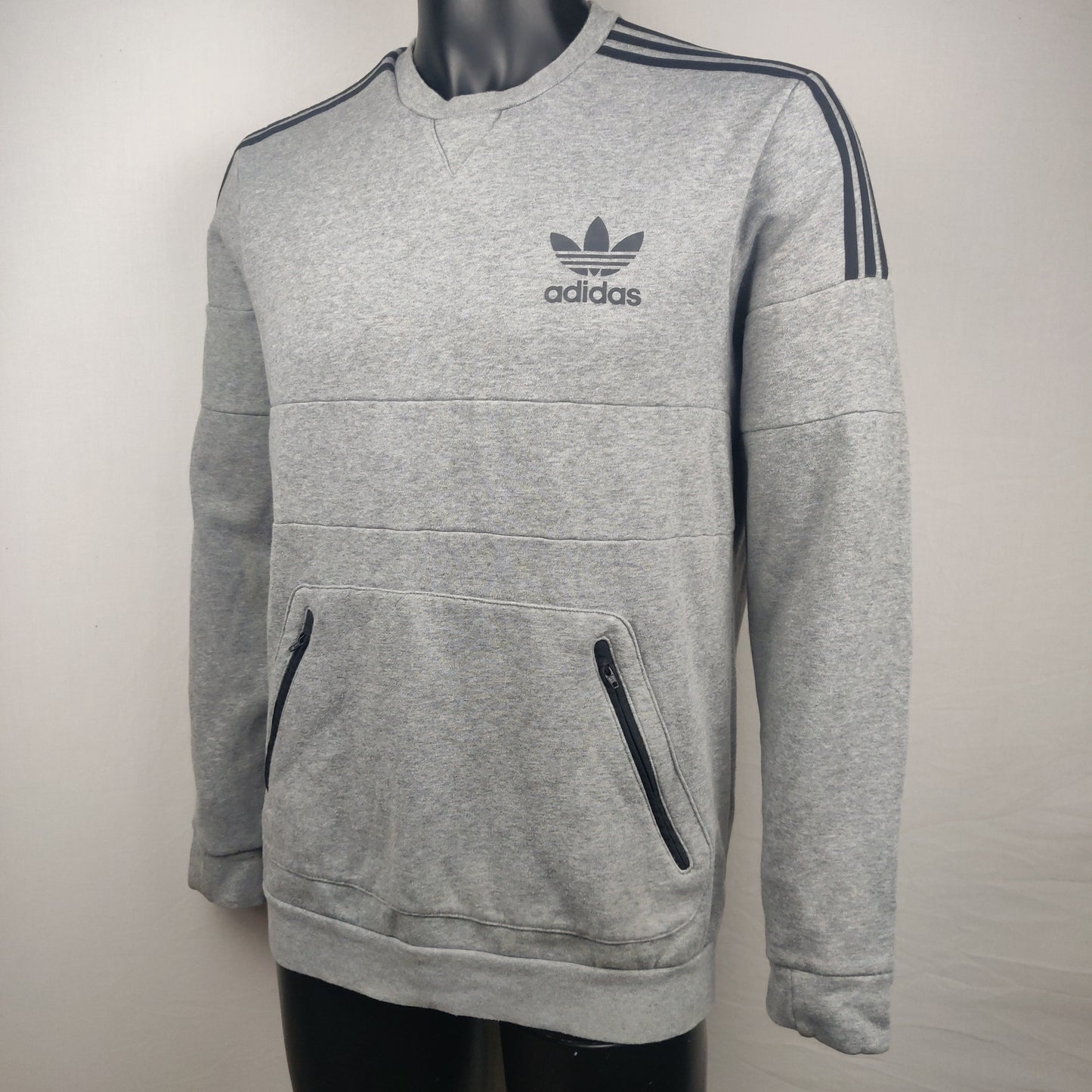 Adidas 3 Stripes Grey Sweatshirt Men Size Medium