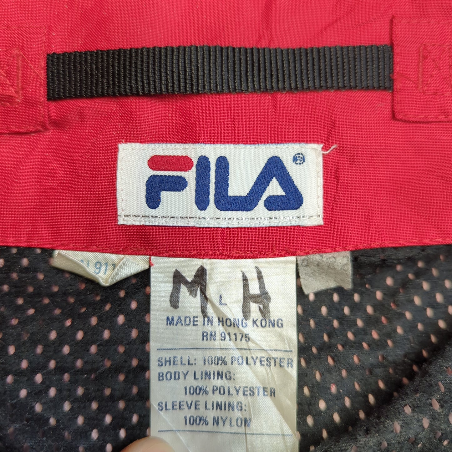 Fila Red Vintage Retro Windbreaker Jacket Men Size Large