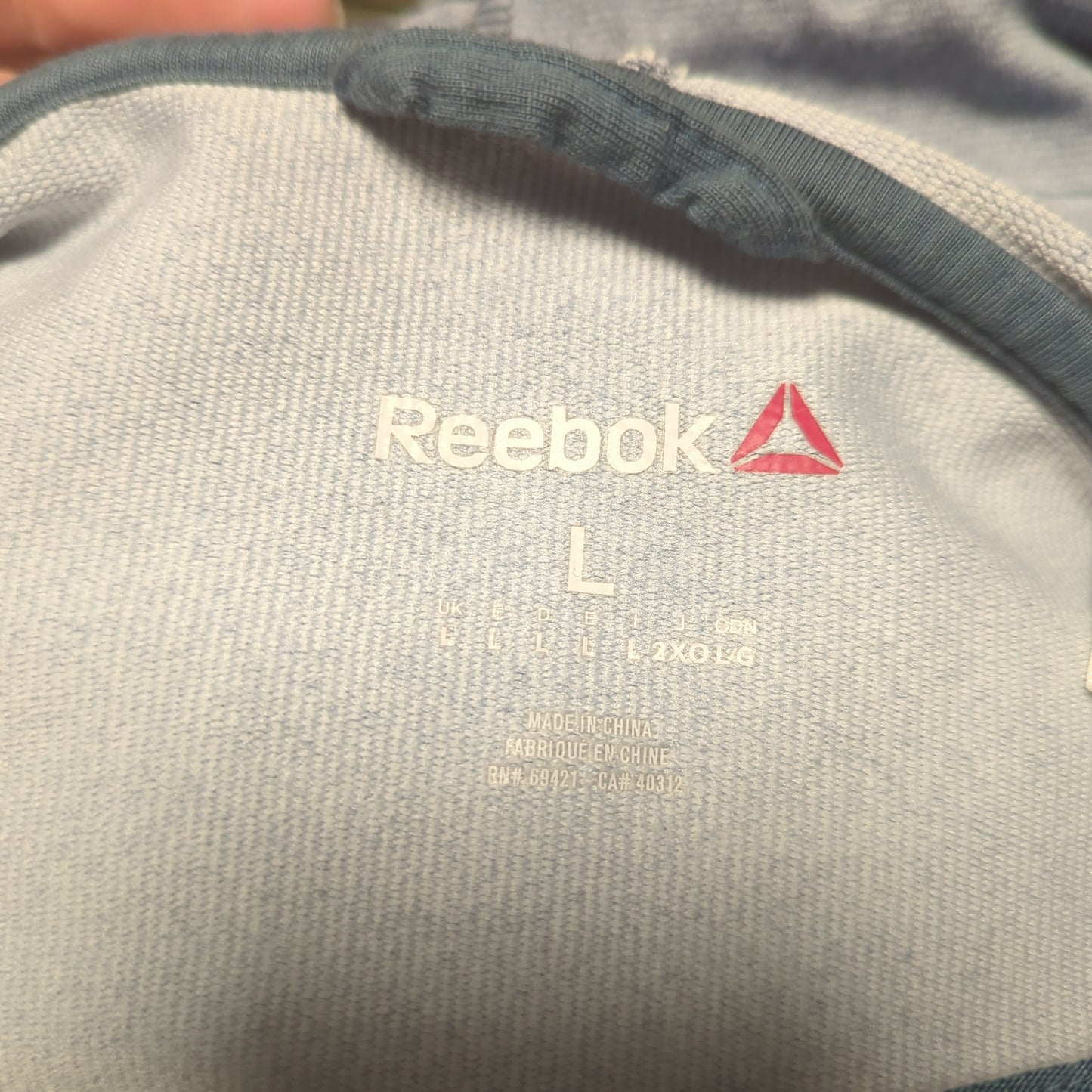 Reebok Blue Full Zip Hoodie Men Size Large