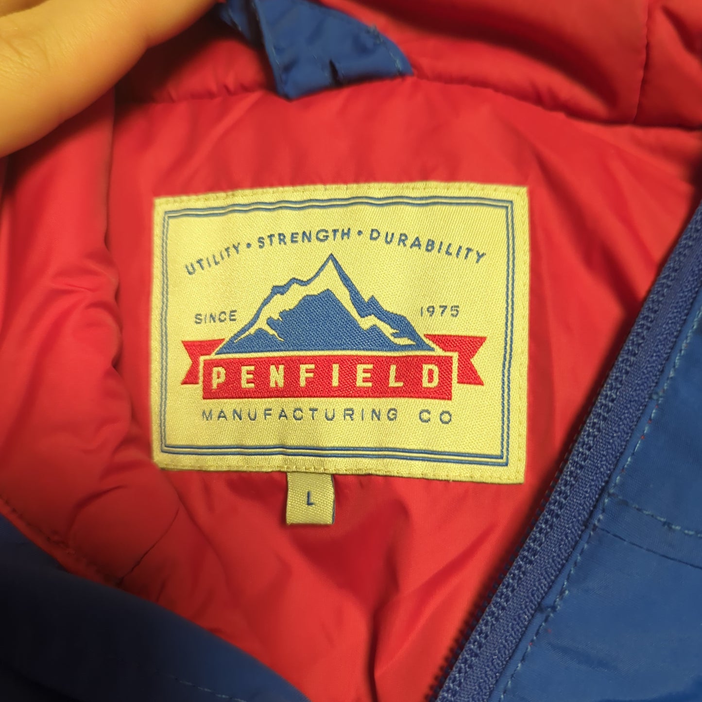 Penfield Blue & White Vintage Half-Zip Windbreaker Jacket Men Size Large