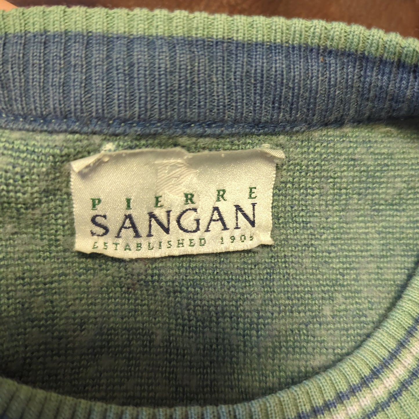 Pierre Sangan Green Vintage Graphic Crew Neck Jumper Men Size XL