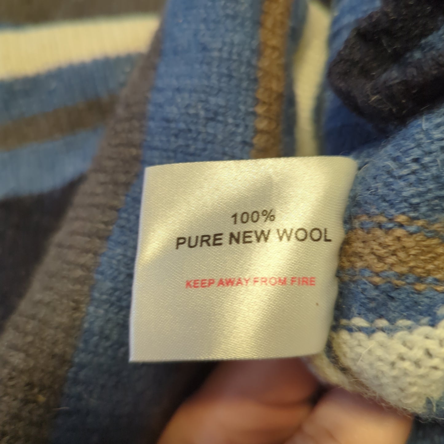 P.G Field Vintage Blue Stripped Crew Neck Wool Jumper Men Size Large