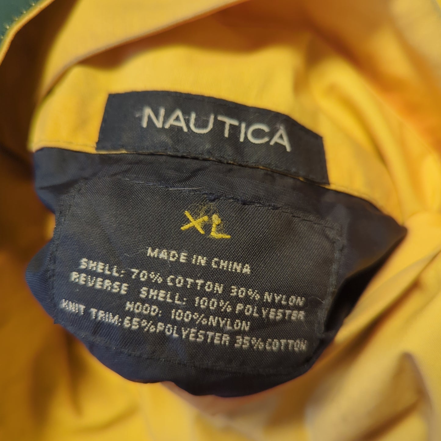 Nautica Vintage Yellow Reversible Windbreaker Jacket Men Size XL