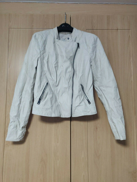 Vero Moda White Leather Jacket Women Size Small