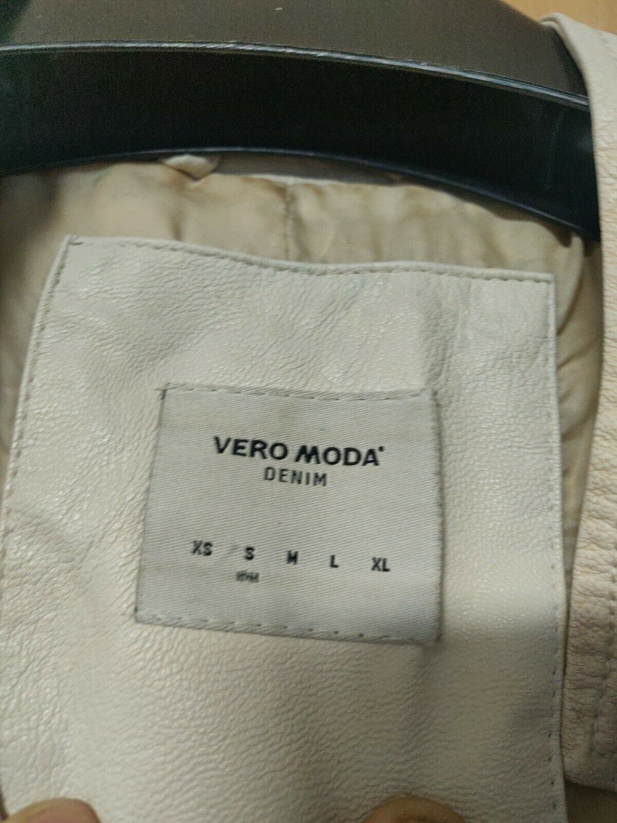 Vero Moda White Leather Jacket Women Size Small