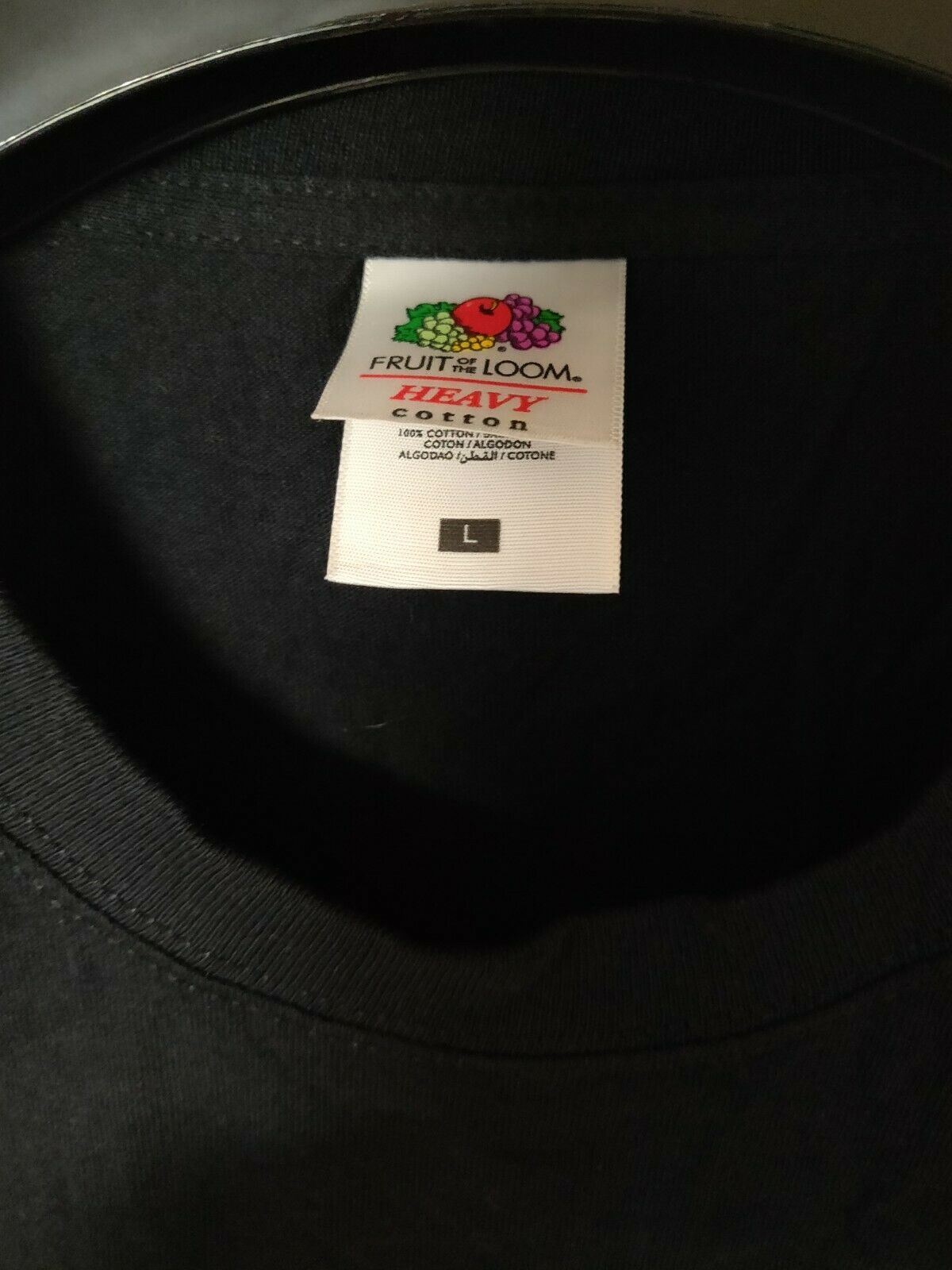 Fruit loom Sarloos Black Cotton T-shirt Men Size Large