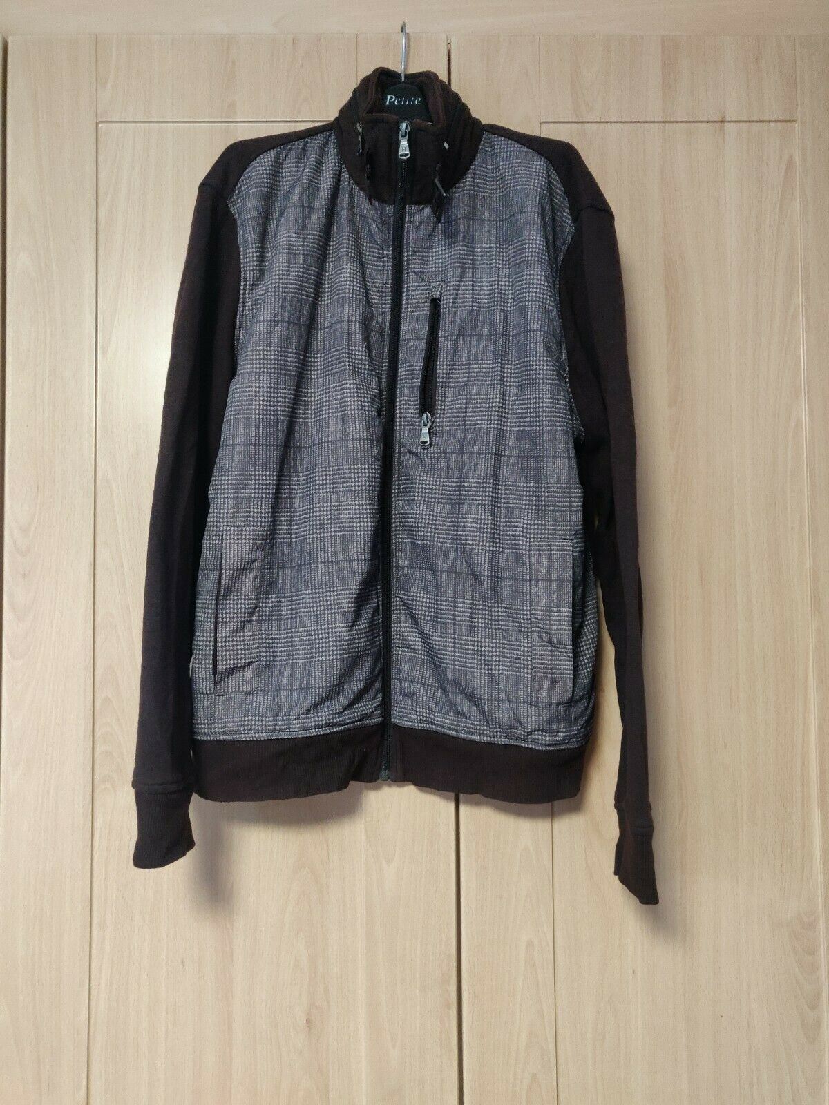 Tommy Hilfiger Kensington Brown Full Zip Jacket With Hidden Hood Men Size Large