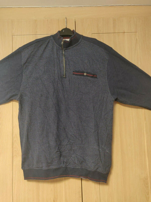 Kam Jeans Vintage Grey Half-Zip Sweatshirt Jumper Men Size 2XL
