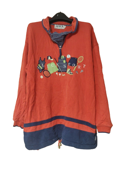 Alice Sport Orange Half-Zip Sweatshirt Women Size Large
