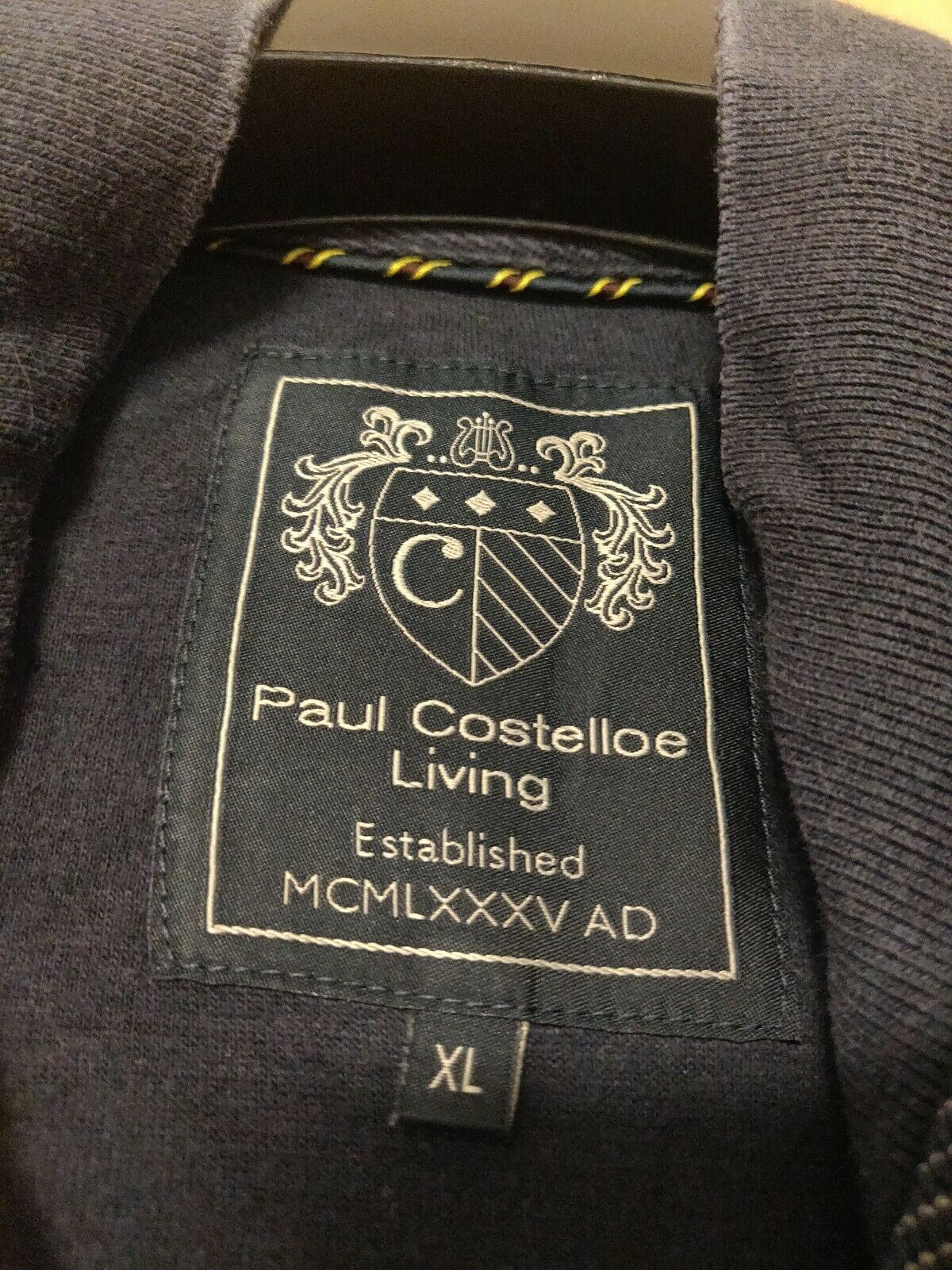 Paul Costelloe Blue Full Zip Sweatshirt jumper Men Size XL