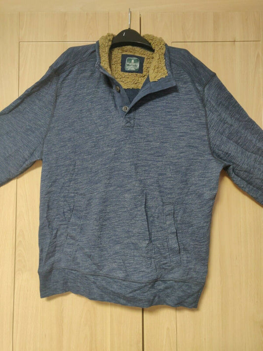 Gh Bass Vintage Blue Sweatshirt Button Up Jumper Men Size XXL