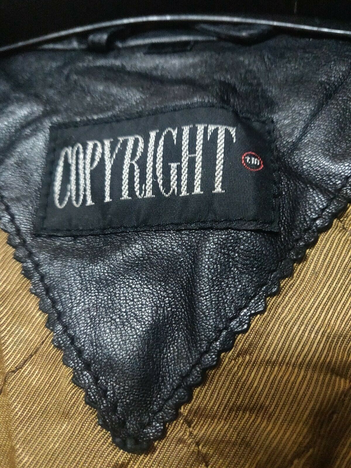 COPYRIGHT Black Leather vintage Coat Men Size L/XL