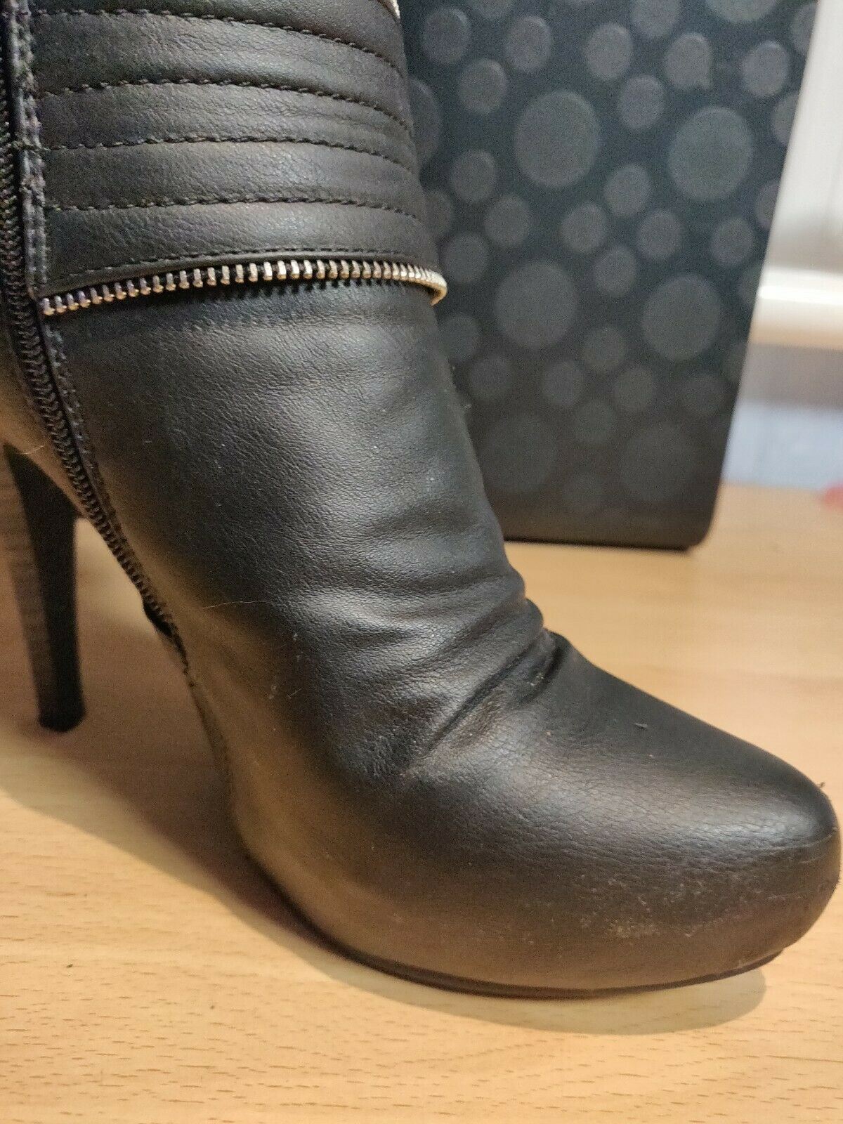 Jennika Black High Zip Up Boots Women Size UK 3