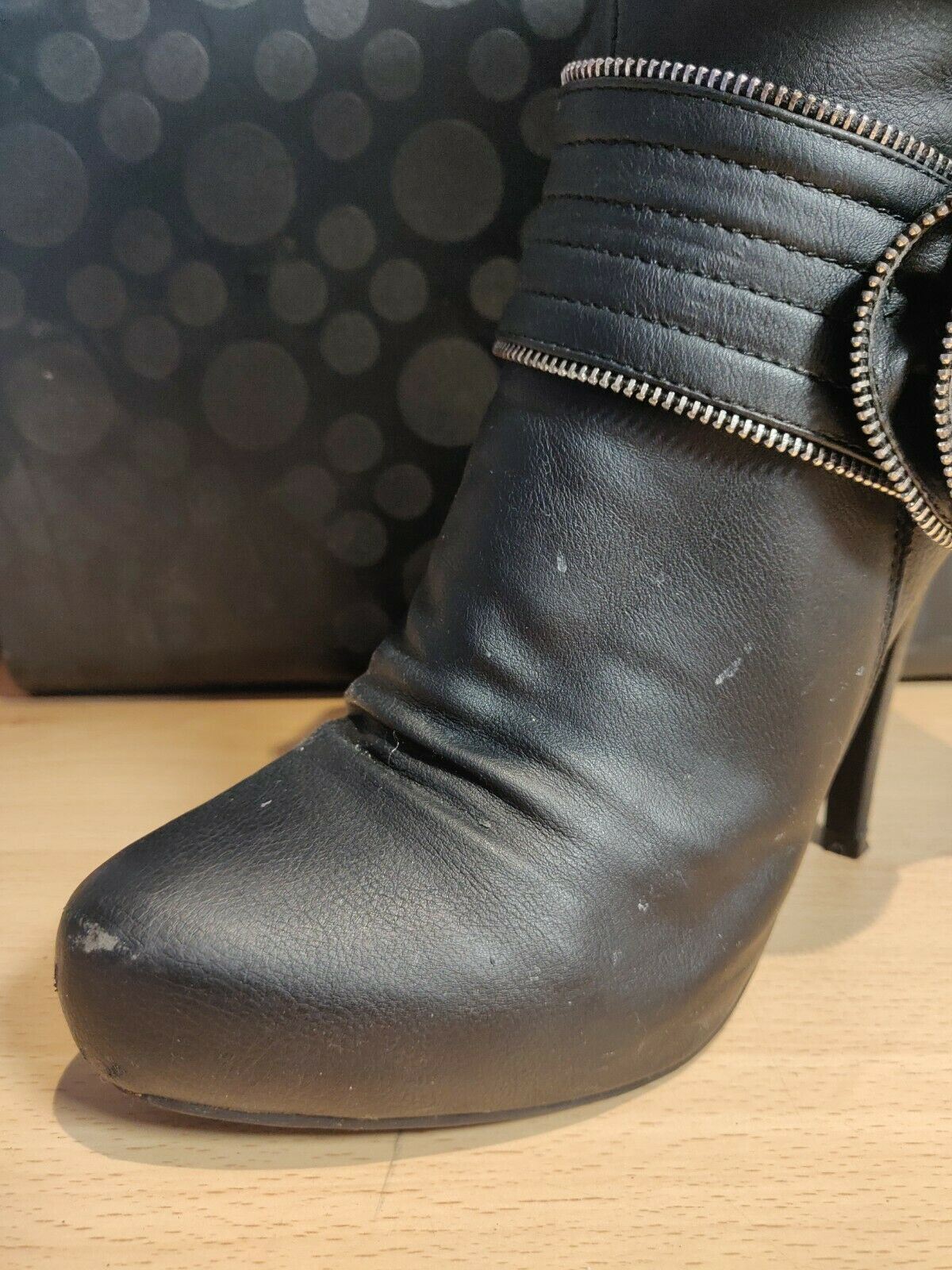 Jennika Black High Zip Up Boots Women Size UK 3