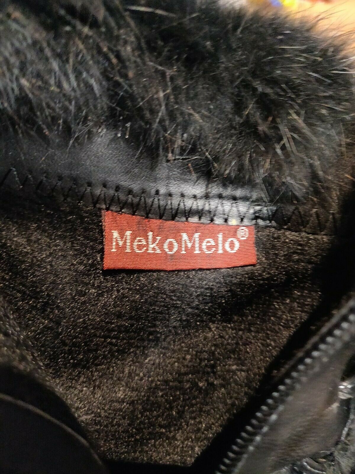 MekoMelo Black Zip Leather Boots Heel Ankle Black Fury Women Size UK 4