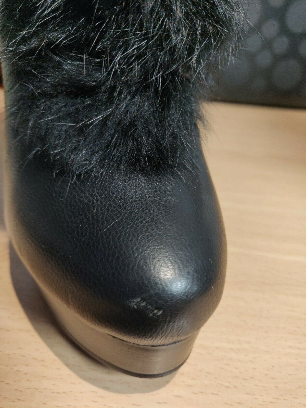 MekoMelo Black Zip Leather Boots Heel Ankle Black Fury Women Size UK 4