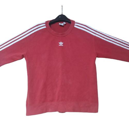 Adidas Red 3 Stripes Sweatshirt Long Sleeve Women Size UK 10