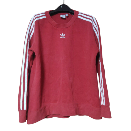 Adidas Red 3 Stripes Sweatshirt Long Sleeve Women Size UK 10