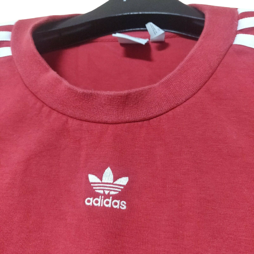 Adidas Red 3 Stripes Sweatshirt Long Sleeve Women Size UK 10