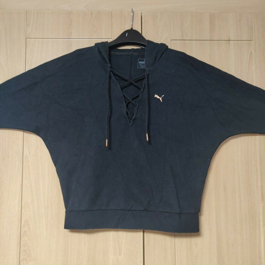 Puma Black Pullover Hoodie Long Sleeve Women Size UK 12