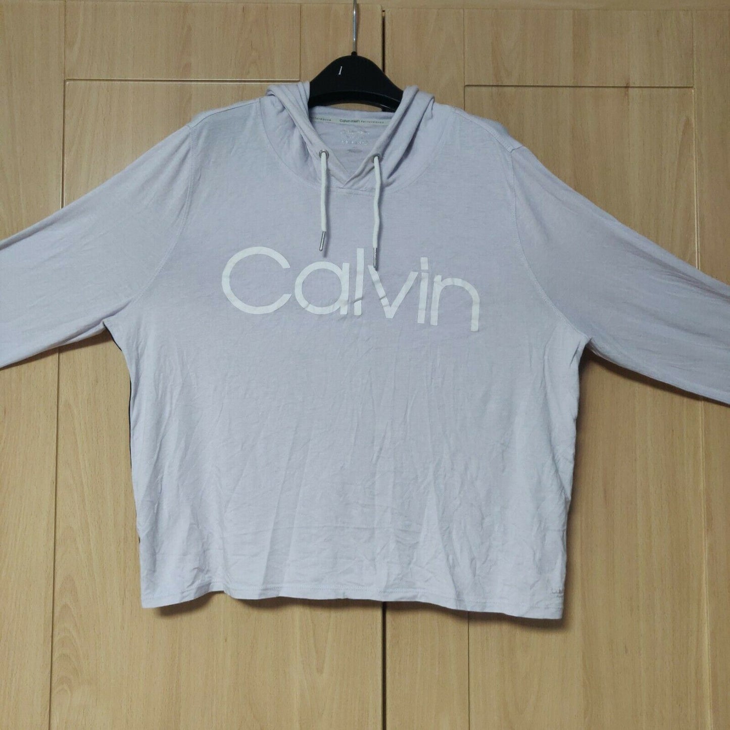 Calvin Klein Performance White Stretch Cropped Hoodie Women Size Large