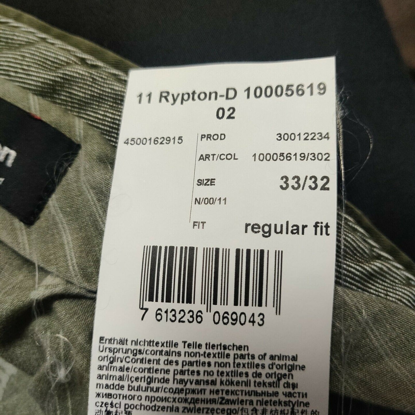 Strellson Green Chinos Trousers Regular Fit Men Size 33W/32L