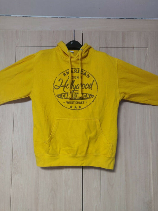 Hollywood California Yellow Pullover Hoodie Men Size Small