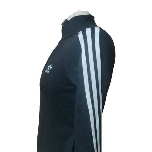 Adidas Black 3 Stripes High Neck Sweatshirt 1/4 Zip Women Size UK 6