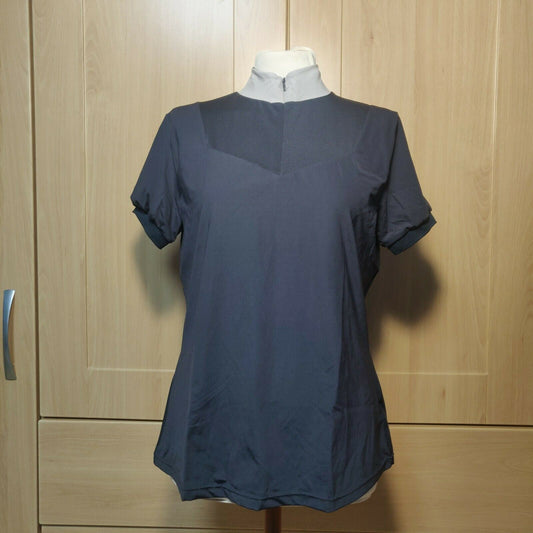 Horze Black 1/4 Zip T-shirt Short Sleeve Women Size UK 14