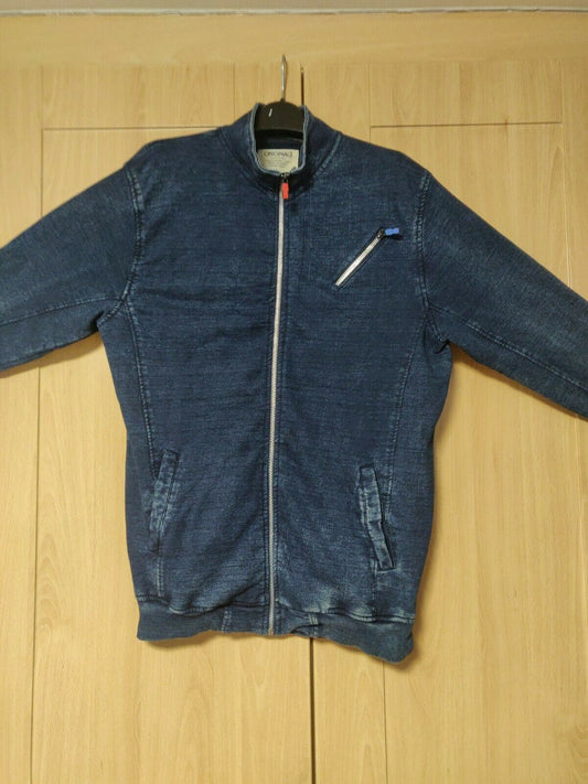 Originals Jack & Jones Vintage Blue Denim Full Zip Sweatshirt Men Size Large