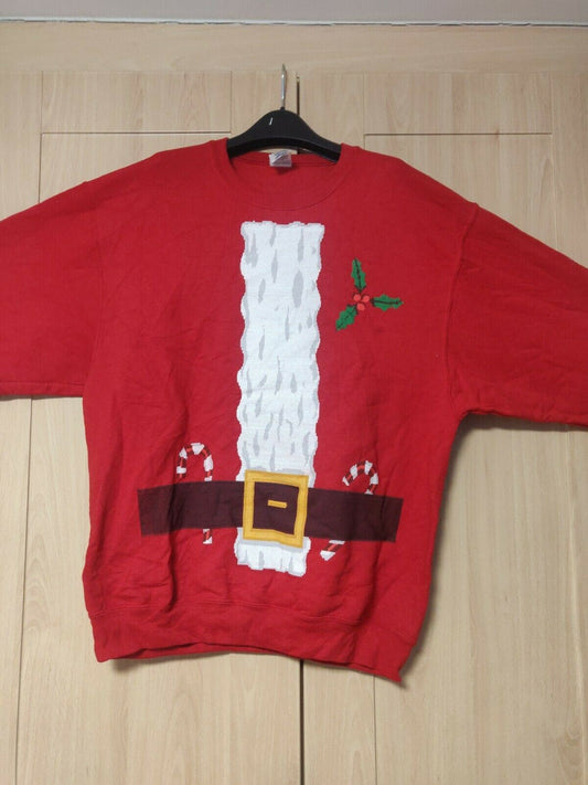 Jerzees Red Sweatshirt Jumper Christmas Santa Claus Men Size Large