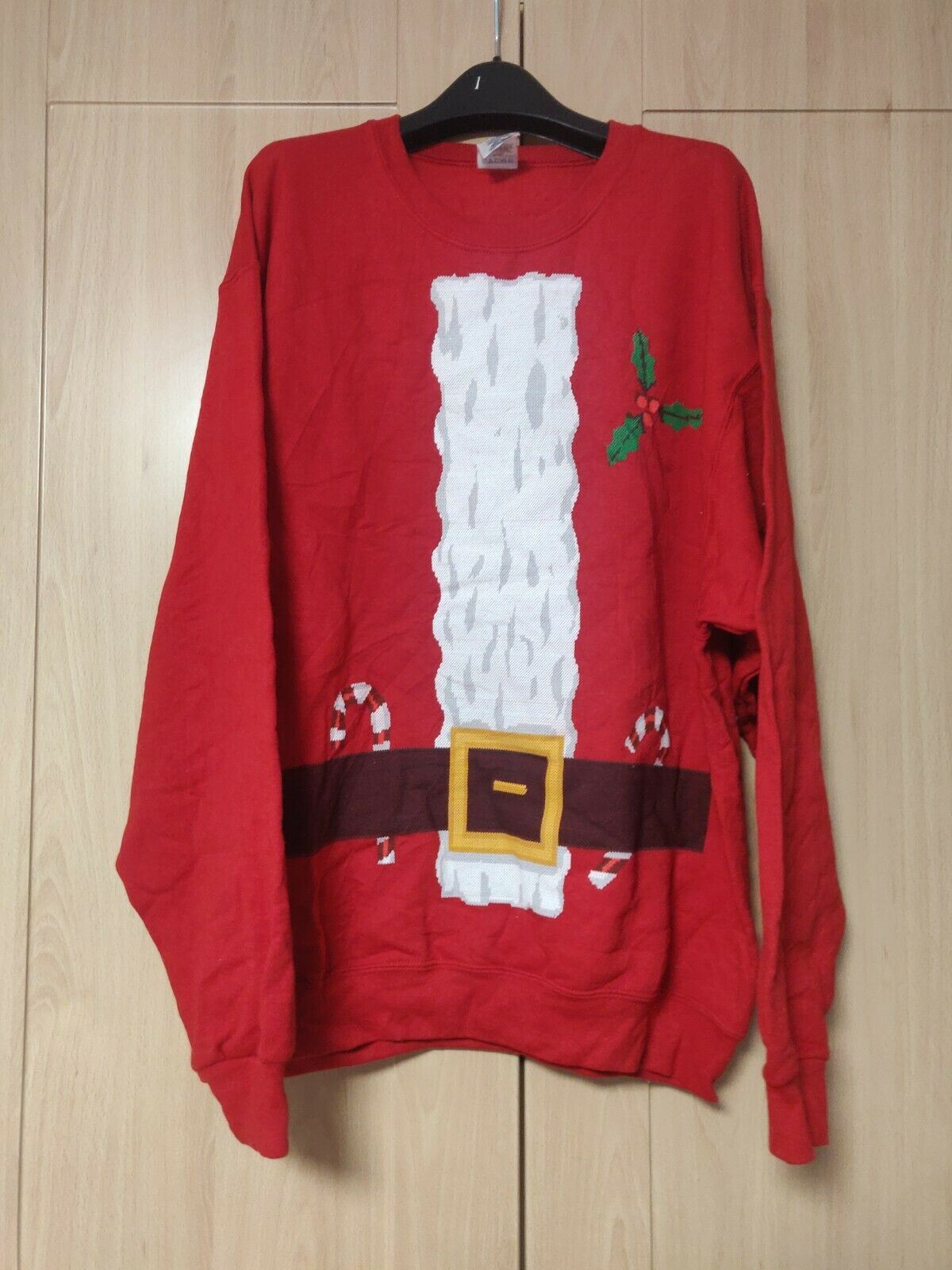 Jerzees Red Sweatshirt Jumper Christmas Santa Claus Men Size Large