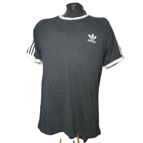 Adidas Black 3 Stripes T-shirt Short Sleeve Men Size Large
